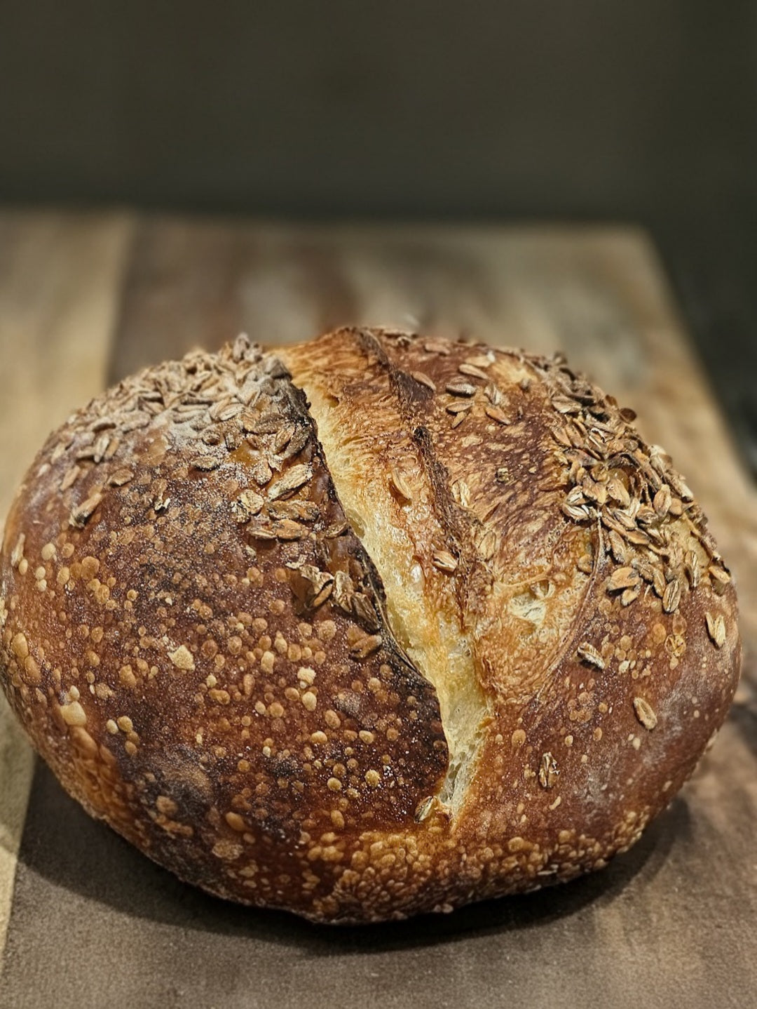Oat-Crusted Country Sourdough Loaf